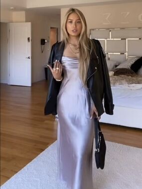 Zara Satin Slip Midi Dress Size M